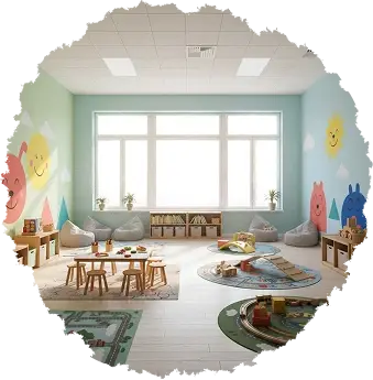 Wnętrze przedszkola w krakowie z wszechstronnym i bezpiecznym miejscem do zabaw